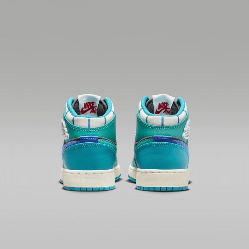 Nike Air Jordan 1 Mid Sneaker School Lasten Kengät Tummanharmaat Turkoosi Sininen | 314XZSPCO