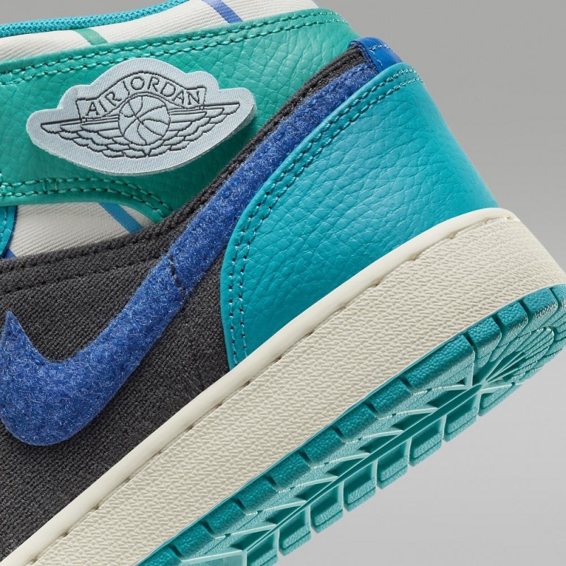 Nike Air Jordan 1 Mid Sneaker School Lasten Kengät Tummanharmaat Turkoosi Sininen | 314XZSPCO