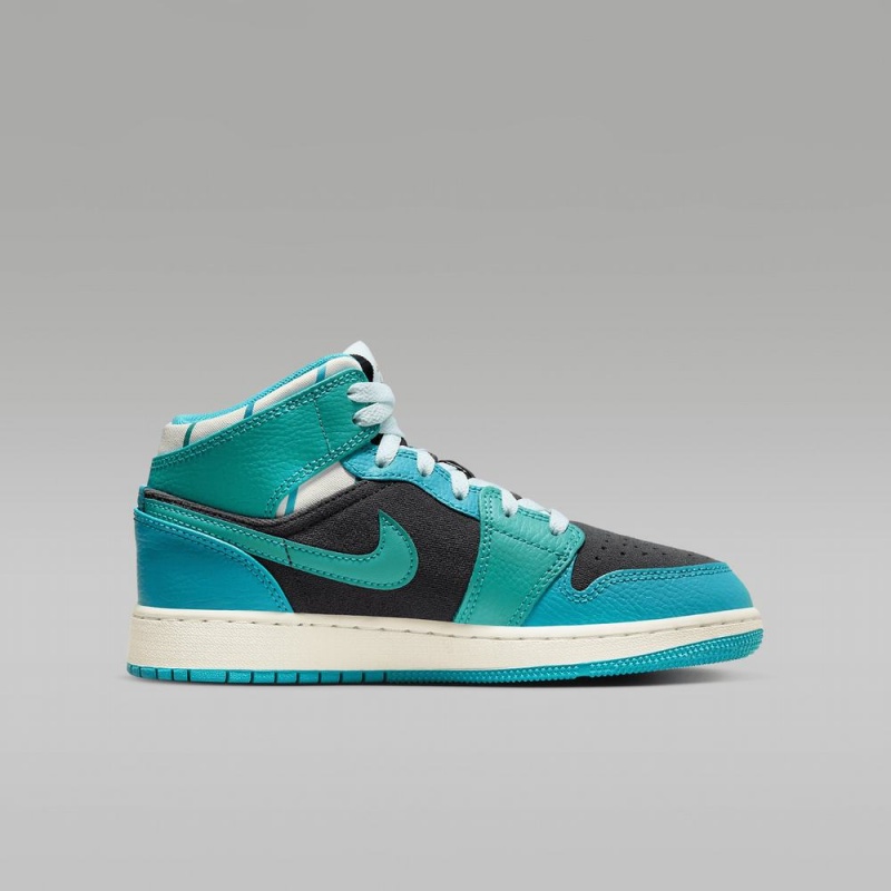Nike Air Jordan 1 Mid Sneaker School Lasten Kengät Tummanharmaat Turkoosi Sininen | 314XZSPCO