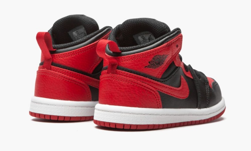 Nike Air Jordan 1 Mid TD 'Banned 2020' Lasten Kengät Mustat Punainen Valkoinen | 847FENOIB