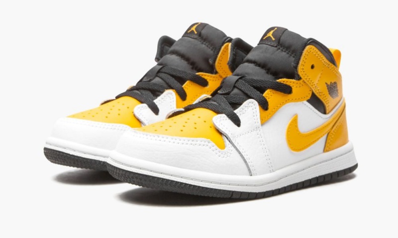 Nike Air Jordan 1 Mid TD 'White / University Gold' Lasten Kengät Valkoinen Kultaiset Mustat | 701OKGUXM