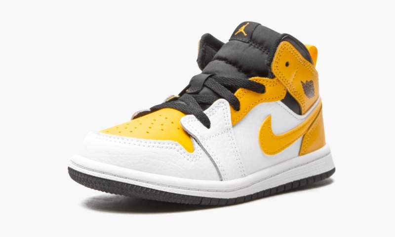 Nike Air Jordan 1 Mid TD 'White / University Gold' Lasten Kengät Valkoinen Kultaiset Mustat | 701OKGUXM