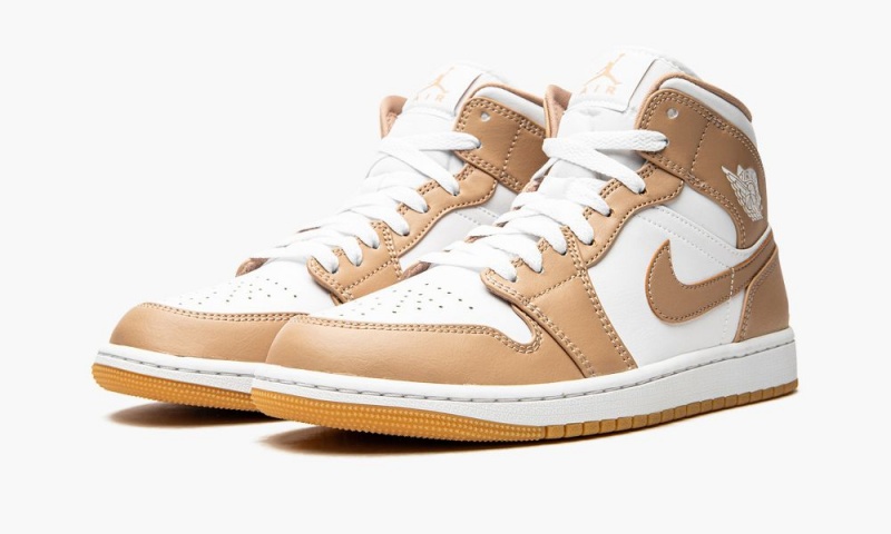 Nike Air Jordan 1 Mid 'Tan / Gum' Miesten Kengät Valkoinen Keltainen | 367PYEDJM