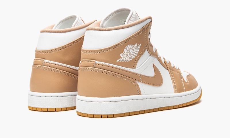 Nike Air Jordan 1 Mid 'Tan / Gum' Miesten Kengät Valkoinen Keltainen | 367PYEDJM