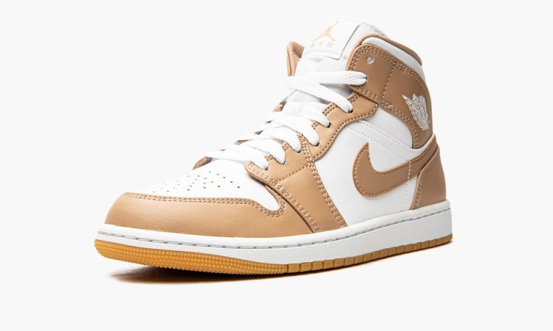 Nike Air Jordan 1 Mid 'Tan / Gum' Miesten Kengät Valkoinen Keltainen | 367PYEDJM