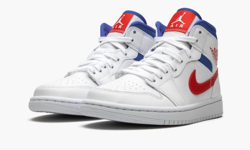 Nike Air Jordan 1 Mid 'USA' Naisten Kengät Valkoinen Punainen | 423VWRJBN