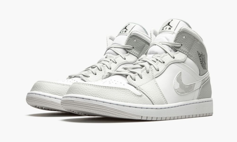 Nike Air Jordan 1 Mid 'White Camo' Miesten Kengät Valkoinen Harmaat | 671MHRJKT