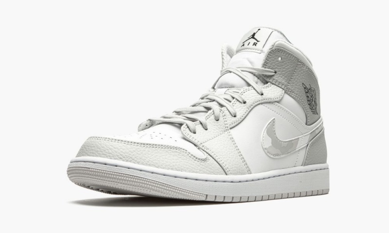 Nike Air Jordan 1 Mid 'White Camo' Miesten Kengät Valkoinen Harmaat | 671MHRJKT