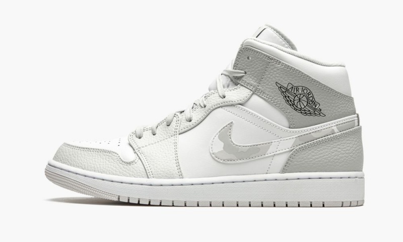 Nike Air Jordan 1 Mid \'White Camo\' Miesten Kengät Valkoinen Harmaat | 671MHRJKT