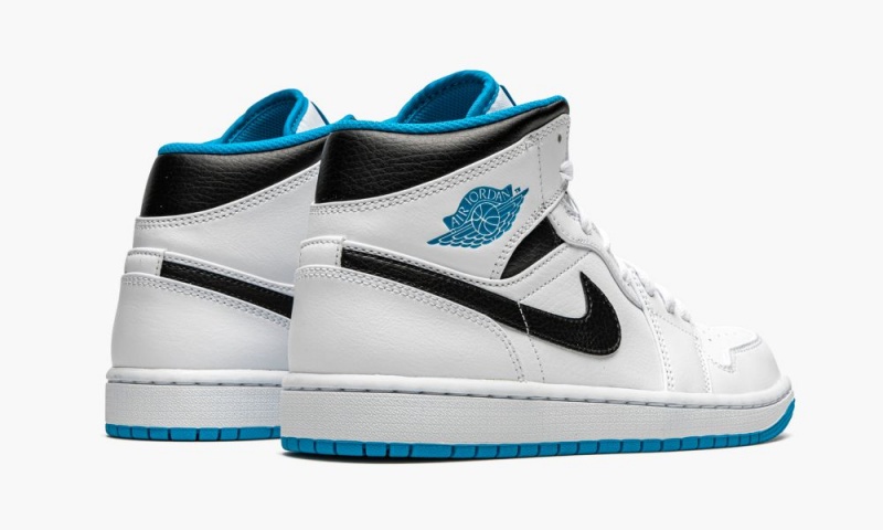 Nike Air Jordan 1 Mid 'White / Laser Blue' Miesten Kengät Valkoinen Sininen Mustat | 129RYBFIN