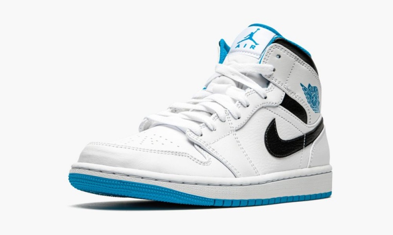 Nike Air Jordan 1 Mid 'White / Laser Blue' Miesten Kengät Valkoinen Sininen Mustat | 129RYBFIN
