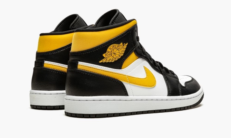 Nike Air Jordan 1 Mid 'White / Pollen / Black' Miesten Kengät Valkoinen Mustat | 270TUEKPI