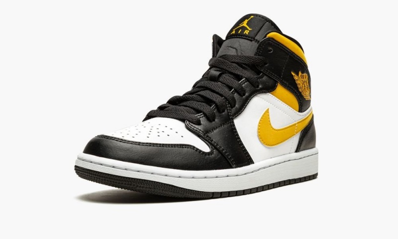 Nike Air Jordan 1 Mid 'White / Pollen / Black' Miesten Kengät Valkoinen Mustat | 270TUEKPI