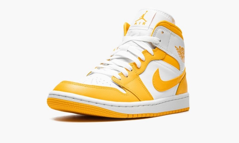 Nike Air Jordan 1 Mid 'White / University Gold' Naisten Kengät Valkoinen Kultaiset | 632JGZCST