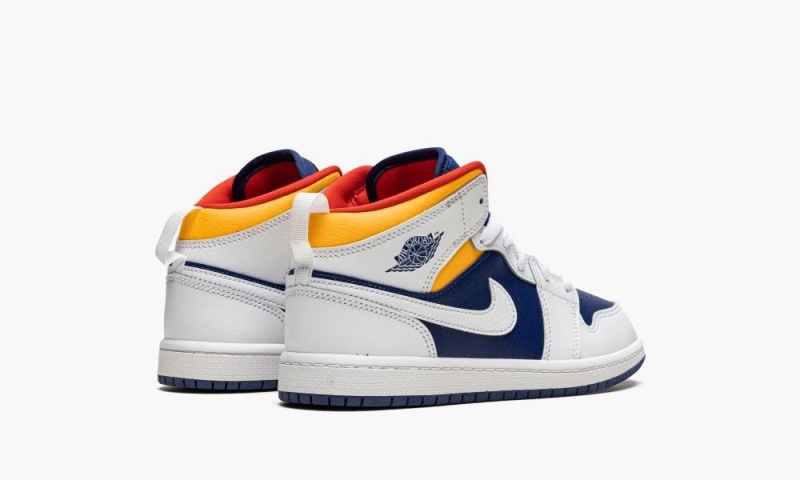 Nike Air Jordan 1 Mid 'hite Deep Royal Blue' Lasten Kengät Valkoinen Oranssi | 970NLYZAF