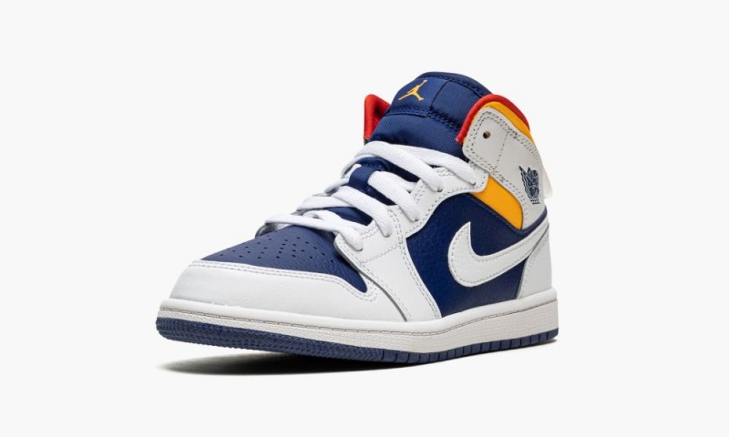 Nike Air Jordan 1 Mid 'hite Deep Royal Blue' Lasten Kengät Valkoinen Oranssi | 970NLYZAF