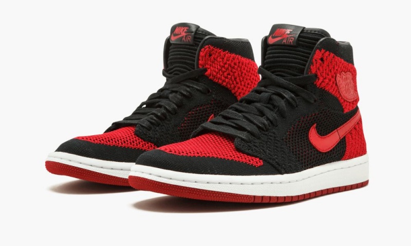 Nike Air Jordan 1 Ret Hi Flyknit BG Lasten Kengät Mustat Punainen Valkoinen | 451JCIPLU