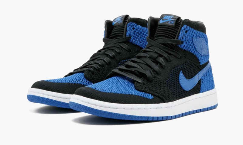 Nike Air Jordan 1 Ret Hi Flyknit BG Lasten Kengät Mustat Kuninkaallinen Sininen Valkoinen | 604XKVUHF