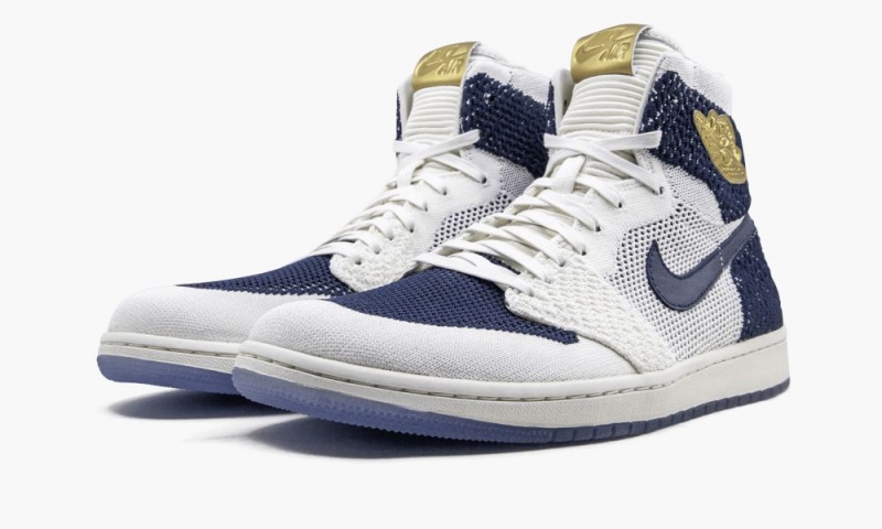 Nike Air Jordan 1 Retro HI Flyknit 'Derek Jeter - RE2PECT' Miesten Kengät Laivastonsininen Metal | 739QKOILU