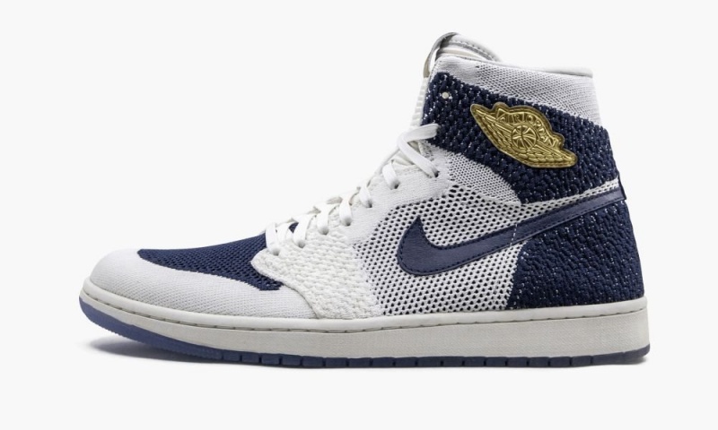 Nike Air Jordan 1 Retro HI Flyknit \'Derek Jeter - RE2PECT\' Miesten Kengät Laivastonsininen Metal | 739QKOILU