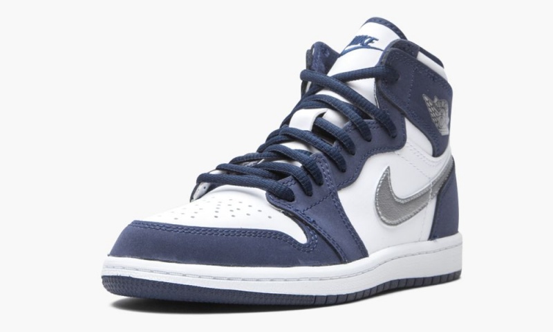 Nike Air Jordan 1 Retro High Co.Jp PS 'Midnight Navy' Lasten Kengät Valkoinen Metal Hopea | 182QYZUVO