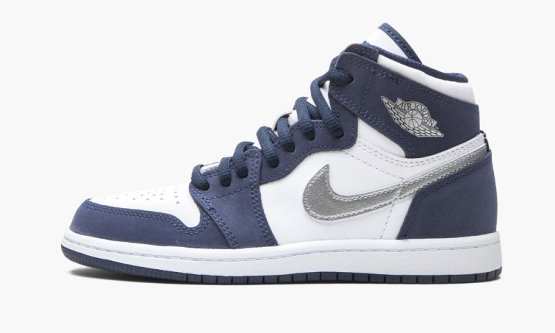 Nike Air Jordan 1 Retro High Co.Jp PS \'Midnight Navy\' Lasten Kengät Valkoinen Metal Hopea | 182QYZUVO