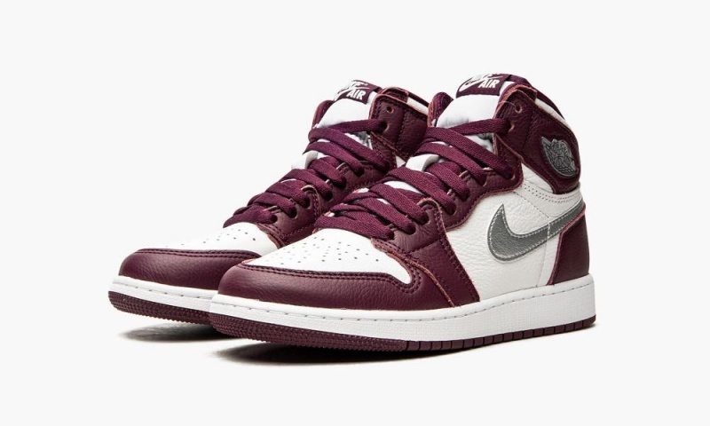 Nike Air Jordan 1 Retro High OG GS 'Bordeaux' Lasten Kengät Viininpunainen Valkoinen Metal Hopea | 456ABHGTL