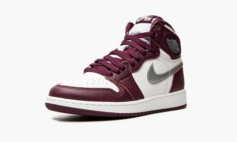 Nike Air Jordan 1 Retro High OG GS 'Bordeaux' Lasten Kengät Viininpunainen Valkoinen Metal Hopea | 456ABHGTL