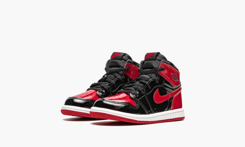 Nike Air Jordan 1 Retro High OG TD 'Bred Kiiltonahka' Lasten Kengät Mustat Punainen Valkoinen | 518LHNUAW