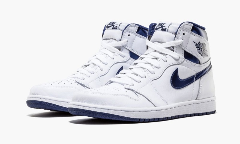 Nike Air Jordan 1 Retro 'Metallic Navy' Miesten Kengät Valkoinen Laivastonsininen | 960OCXVBY