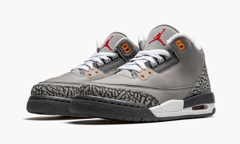 Nike Air Jordan 3 Retro GS 'Cool Grey' Lasten Kengät Hopea Punainen Syvä Harmaat | 187ZOKLVR