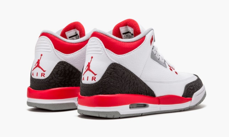 Nike Air Jordan 3 Retro (GS) 'Fire Red' Lasten Kengät Valkoinen Punainen Hopea Mustat | 435DCVNQF