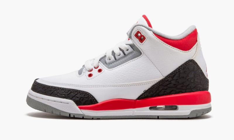 Nike Air Jordan 3 Retro (GS) \'Fire Red\' Lasten Kengät Valkoinen Punainen Hopea Mustat | 435DCVNQF