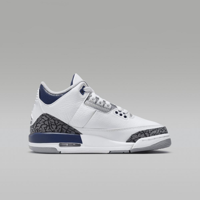 Nike Air Jordan 3 Retro Lasten Kengät Valkoinen Sininen | 098WHCZNK