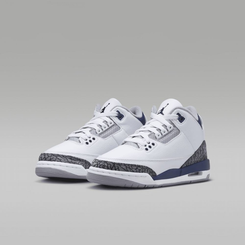 Nike Air Jordan 3 Retro Lasten Kengät Valkoinen Sininen | 098WHCZNK