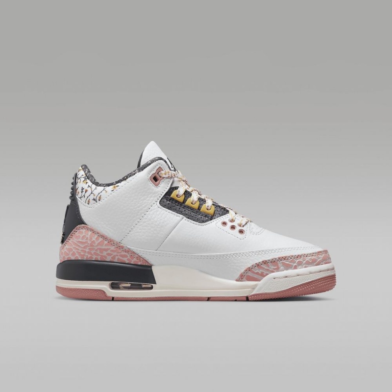 Nike Air Jordan 3 Retro Lasten Kengät Valkoinen Punainen Tummanharmaat | 051NSUOEH