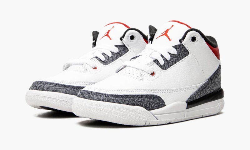 Nike Air Jordan 3 Retro SE PS 'Fire Red Denim' Lasten Kengät Valkoinen Punainen Mustat | 824GHJYOZ