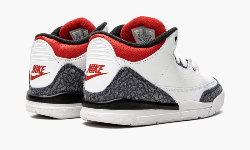 Nike Air Jordan 3 Retro SE PS 'Fire Red Denim' Lasten Kengät Valkoinen Punainen Mustat | 824GHJYOZ