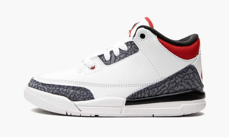 Nike Air Jordan 3 Retro SE PS \'Fire Red Denim\' Lasten Kengät Valkoinen Punainen Mustat | 824GHJYOZ