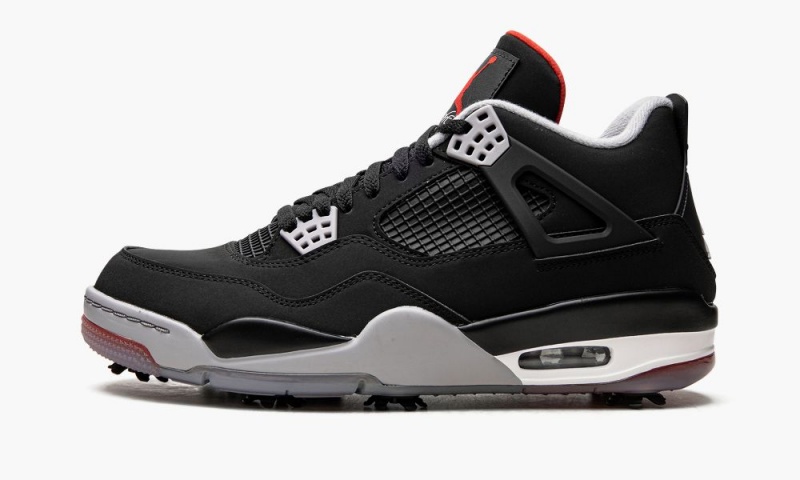 Nike Air Jordan 4 Golf \'Bred\' Miesten Kengät Mustat Punainen Harmaat | 428NSYIFD