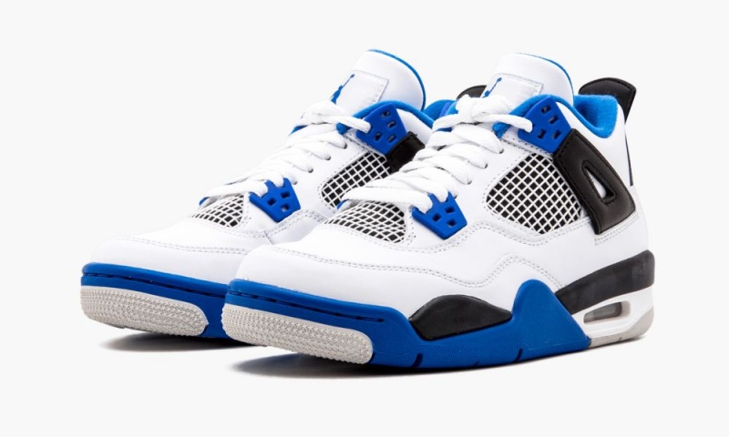 Nike Air Jordan 4 Retro BG 'Motorsport' Lasten Kengät Valkoinen Kuninkaallinen Sininen Mustat | 390XJMSVU