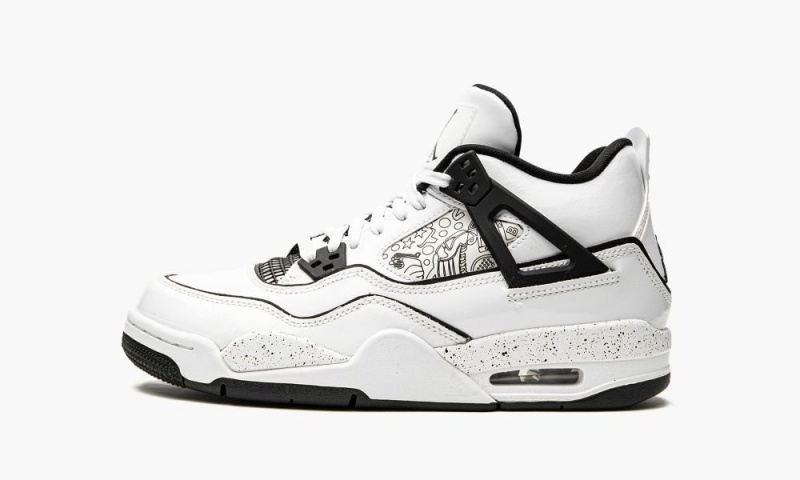 Nike Air Jordan 4 Retro GS \'DIY\' Lasten Kengät Valkoinen Mustat | 640TWZKUS