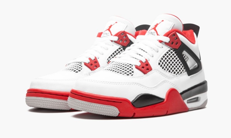 Nike Air Jordan 4 Retro GS 'Fire Red' Lasten Kengät Valkoinen Punainen Mustat Harmaat | 138QCLBRX
