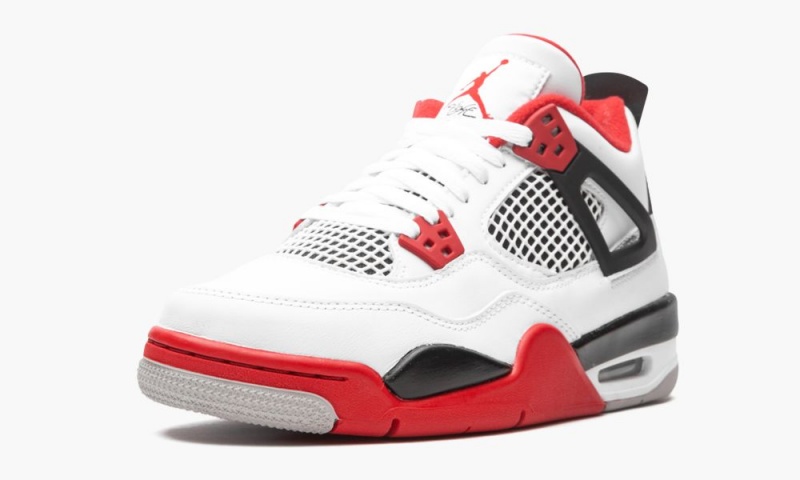 Nike Air Jordan 4 Retro GS 'Fire Red' Lasten Kengät Valkoinen Punainen Mustat Harmaat | 138QCLBRX