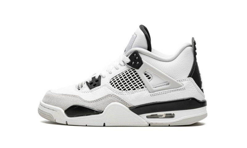 Nike Air Jordan 4 Retro GS 'Military Black' Lasten Kengät Valkoinen Mustat Harmaat | 328PNJYGM