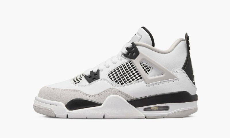 Nike Air Jordan 4 Retro GS 'Military Black' Lasten Kengät Valkoinen Mustat Harmaat | 328PNJYGM