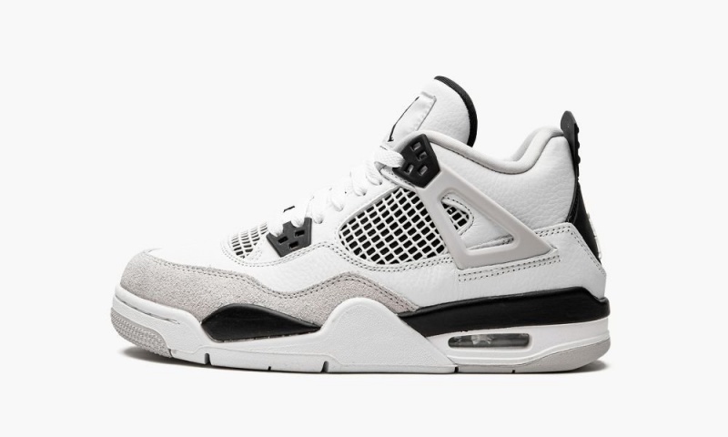 Nike Air Jordan 4 Retro GS 'Military Black' Lasten Kengät Valkoinen Mustat Harmaat | 328PNJYGM