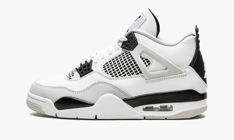 Nike Air Jordan 4 Retro 'Military Black' Miesten Kengät Valkoinen Mustat Harmaat | 162LWFKJH