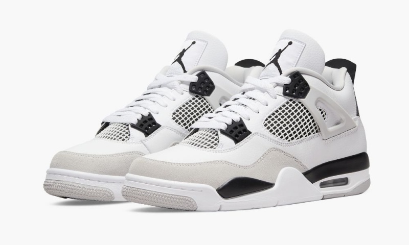 Nike Air Jordan 4 Retro 'Military Black' Miesten Kengät Valkoinen Mustat Harmaat | 162LWFKJH
