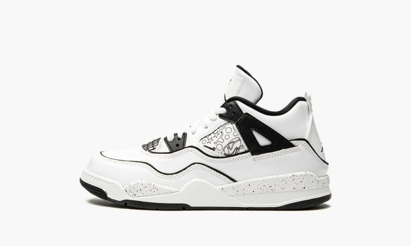 Nike Air Jordan 4 Retro PS \'DIY\' Lasten Kengät Valkoinen Mustat | 521BINJVW